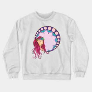 Pink Art Nouveau lady Crewneck Sweatshirt